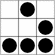 Glider the universal hacker emblem ein in neun quadratische Felder unterteiltes Quadrat von denen das mittlere oberste, das rechte aus der mittleren reihe und die drei unteren mit einem schwarzen Kreis ausgefüllt sind siehe: http://www.catb.org/hacker-emblem/